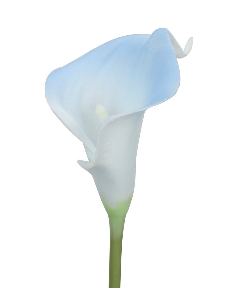 Duovlo 20pcs Calla Lily Bridal Wedding Bouquet Lataex Real Touch Artificial Flower Home Party Decor (Light Blue) - Image 2